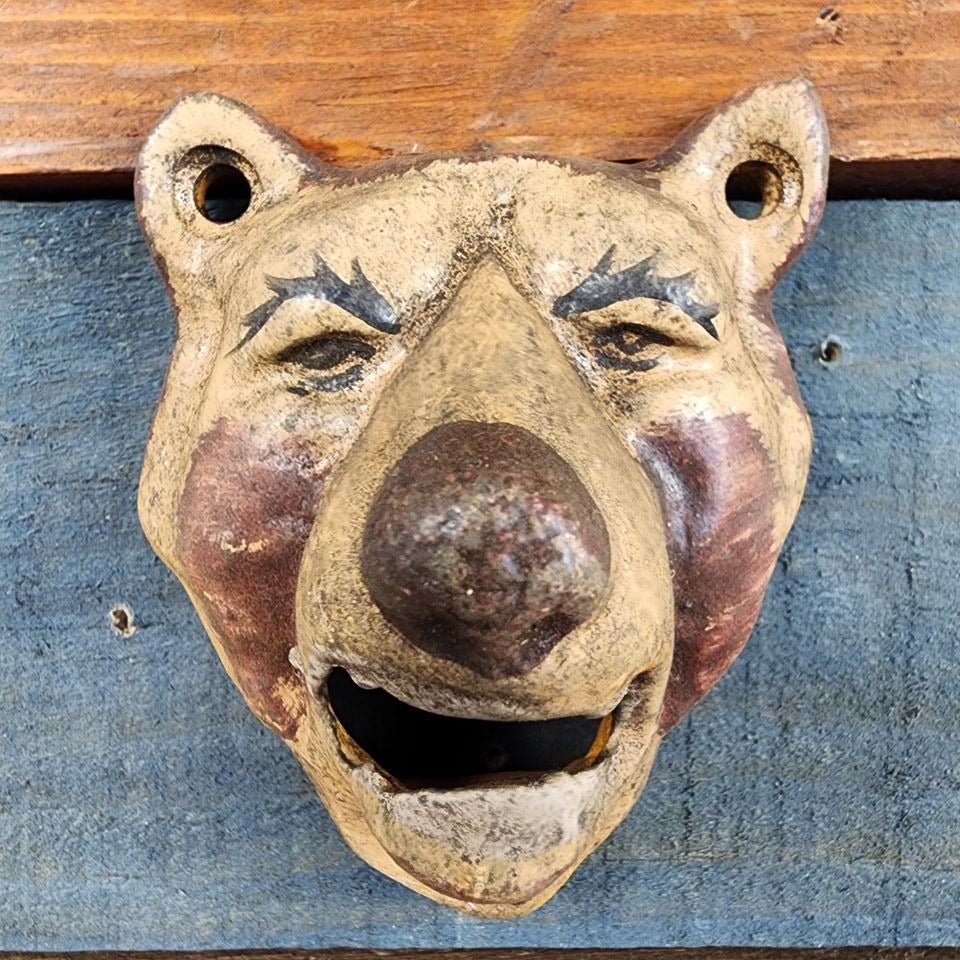 Grizzly Bear Bottle Opener Cast Iron Wall Mounted With Antique Finish (5" x 2.75") - Jones Peak