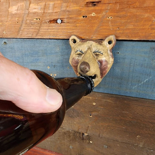 Grizzly Bear Bottle Opener Cast Iron Wall Mounted With Antique Finish (5" x 2.75") - Jones Peak