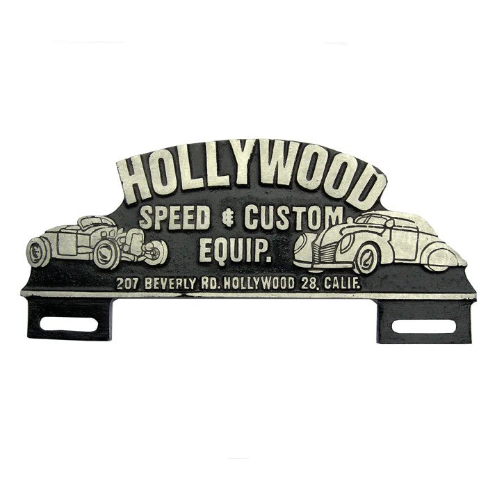 Hollywood Speed & Custom Equip. Car License Plate FOB Topper With Vintage Design