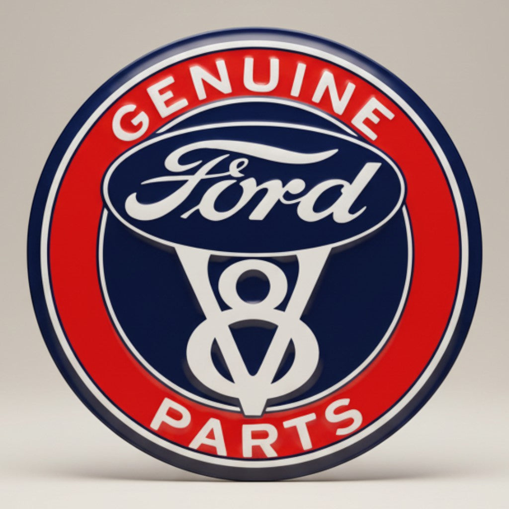 Ford Genuine Parts V8 Embossed Metal Magnet