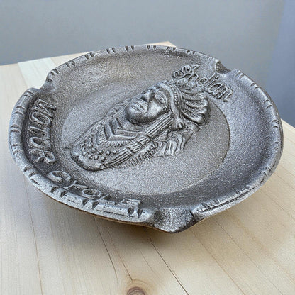 Indian Motorcycle Aluminum Ashtray With Raised Details And Antique Finish (5.75 Round) - Jones Peak