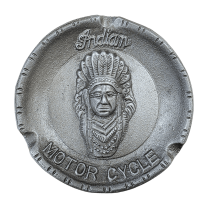 Indian Motorcycle Aluminum Ashtray With Raised Details And Antique Finish (5.75 Round) - Jones Peak