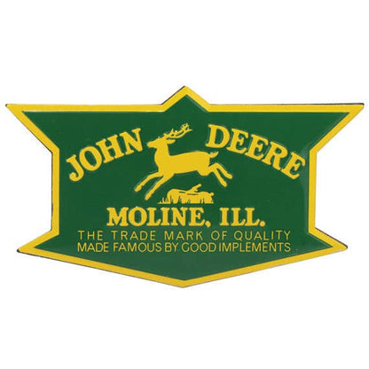 John Deere Badge Embossed Metal Magnet (3.5" x 2") - Jones Peak