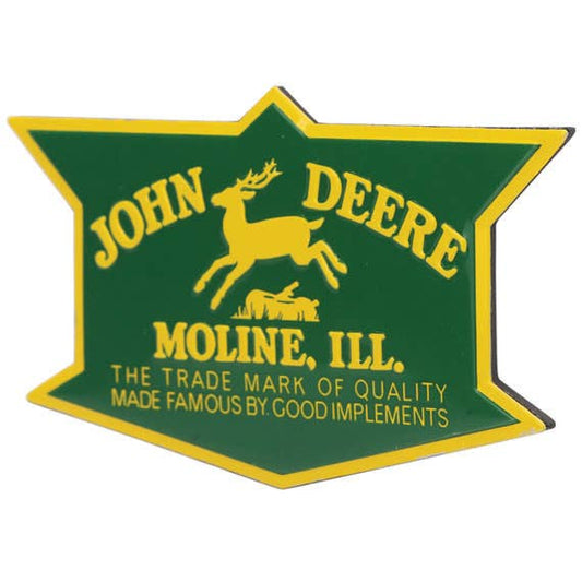 John Deere Badge Embossed Metal Magnet (3.5" x 2") - Jones Peak