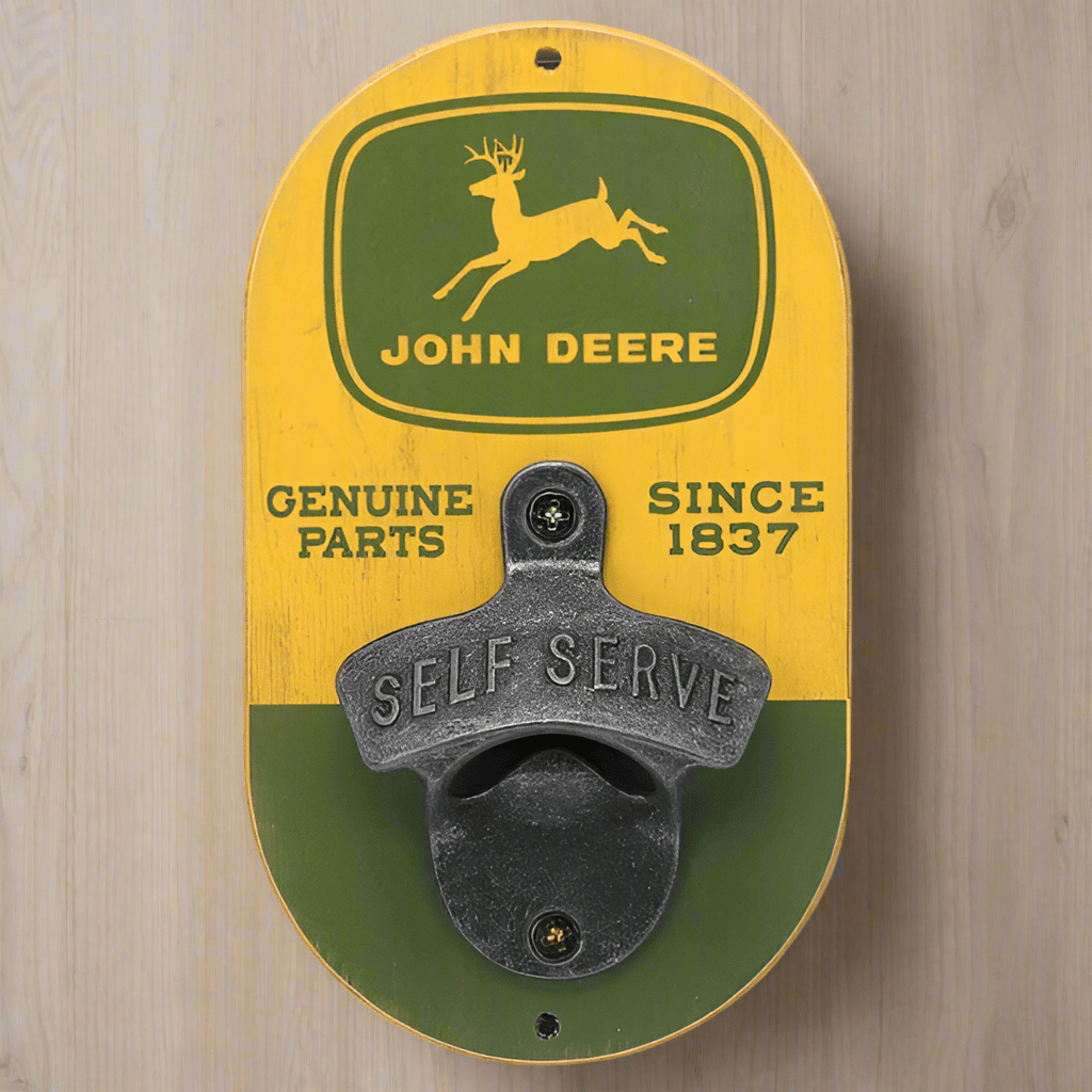 John Deere Logo Vintage Wall Bottle Opener (3.5" x 6") - Jones Peak