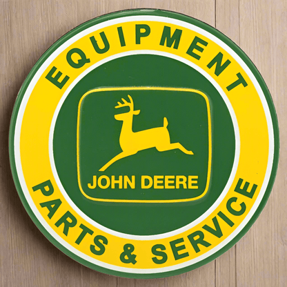 John Deere Parts & Service Embossed Tin Magnet (2.5" Round) - Jones Peak