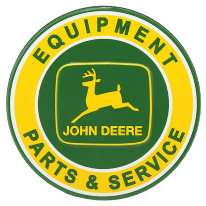 John Deere Parts & Service Embossed Tin Magnet (2.5" Round) - Jones Peak