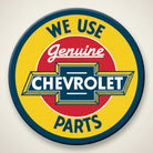Jones Peak Chevrolet Genuine Parts embossed metal magnet, round, yellow, red, blue