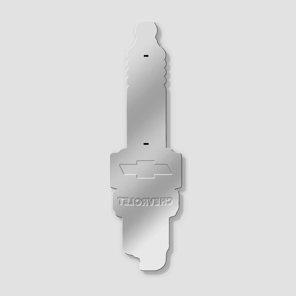 Jones Peak Chevrolet spark plug shaped embossed metal thermometer with vintage branding for garage wall decor