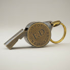 Jones Peak Fire Department City of New York solid brass embossed star whistle with antique patina finish.