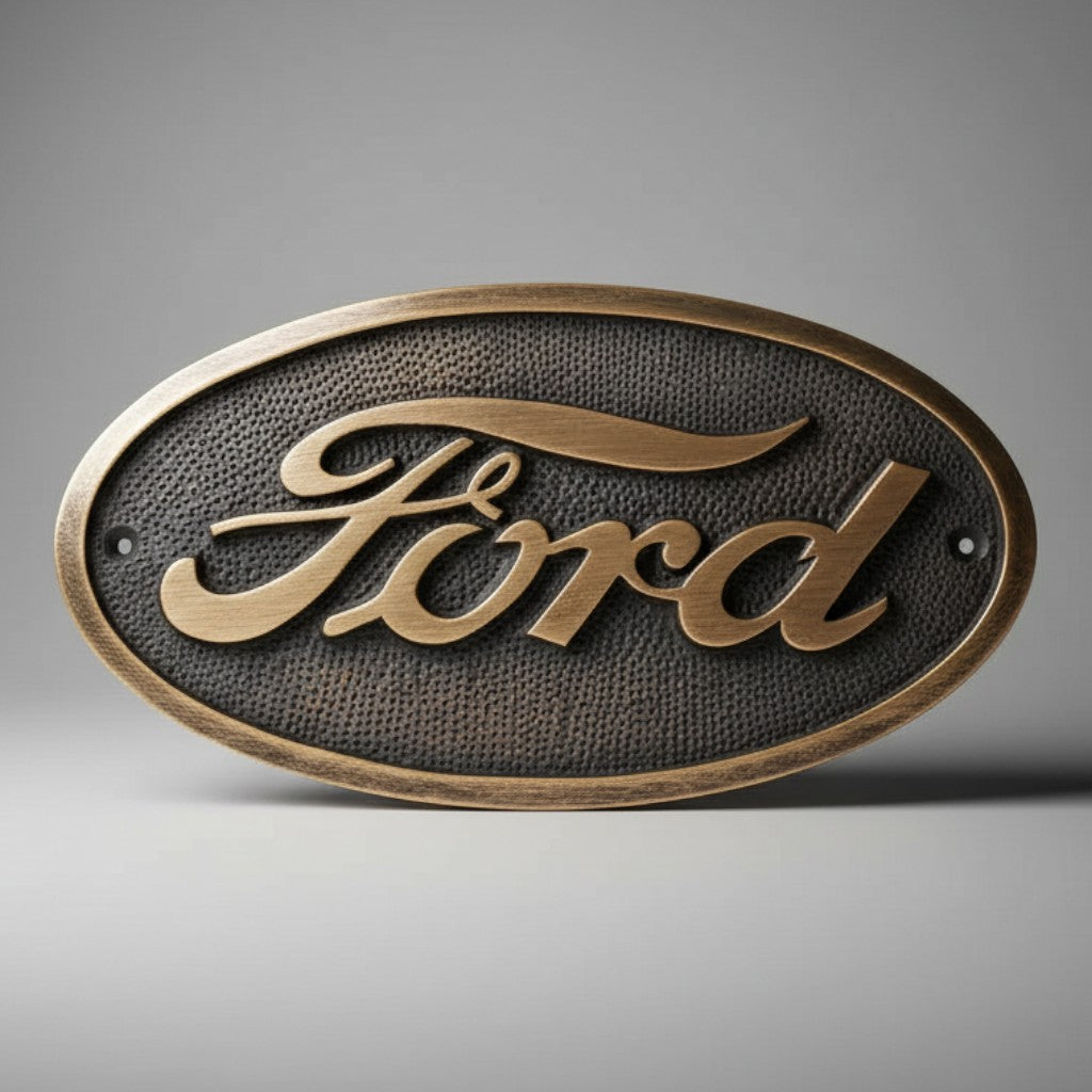 Jones Peak vintage Ford 1903 solid brass embossed plaque with antique finish and textured background