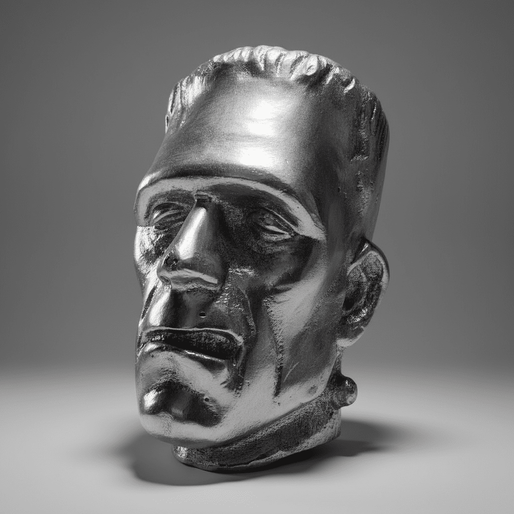 Jones Peak Frankenstein gear shift knob in chrome-plated aluminum with a detailed monster head design