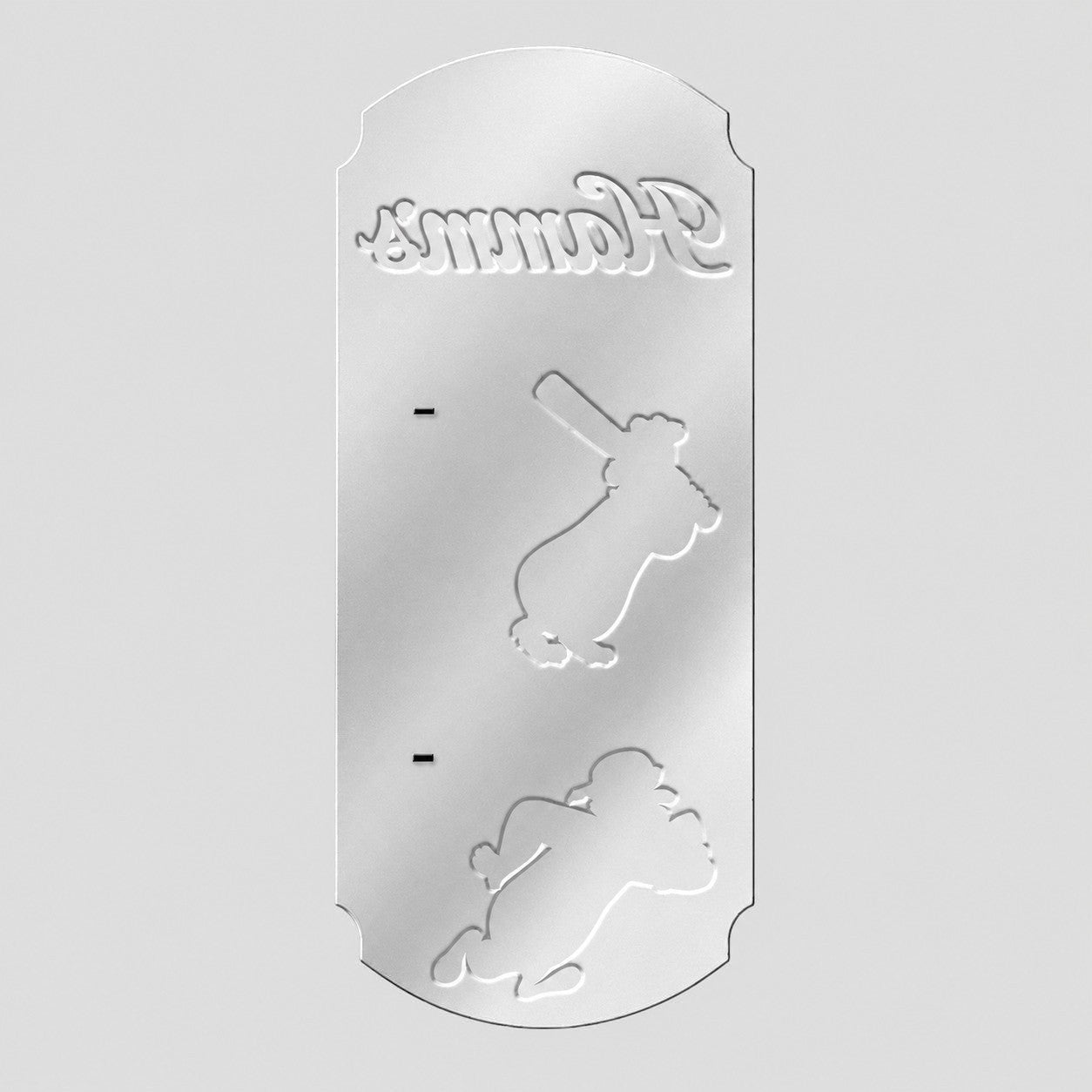 Jones Peak embossed metal Hamm's beer thermometer with vintage logo and bear graphics on a silver finish