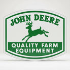 Jones Peak John Deere Quality Farm Equipment metal magnet with green deer logo and text.