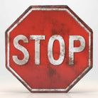 Jones Peak Stop Sign Red Embossed Metal Magnet. vintage-inspired, octagonal metal sign with distressed red finish and white lettering.