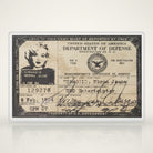 Jones Peak vintage 1954 USO ID card for Norma Jeane DiMaggio, a USO entertainer, with a black and white photo.
