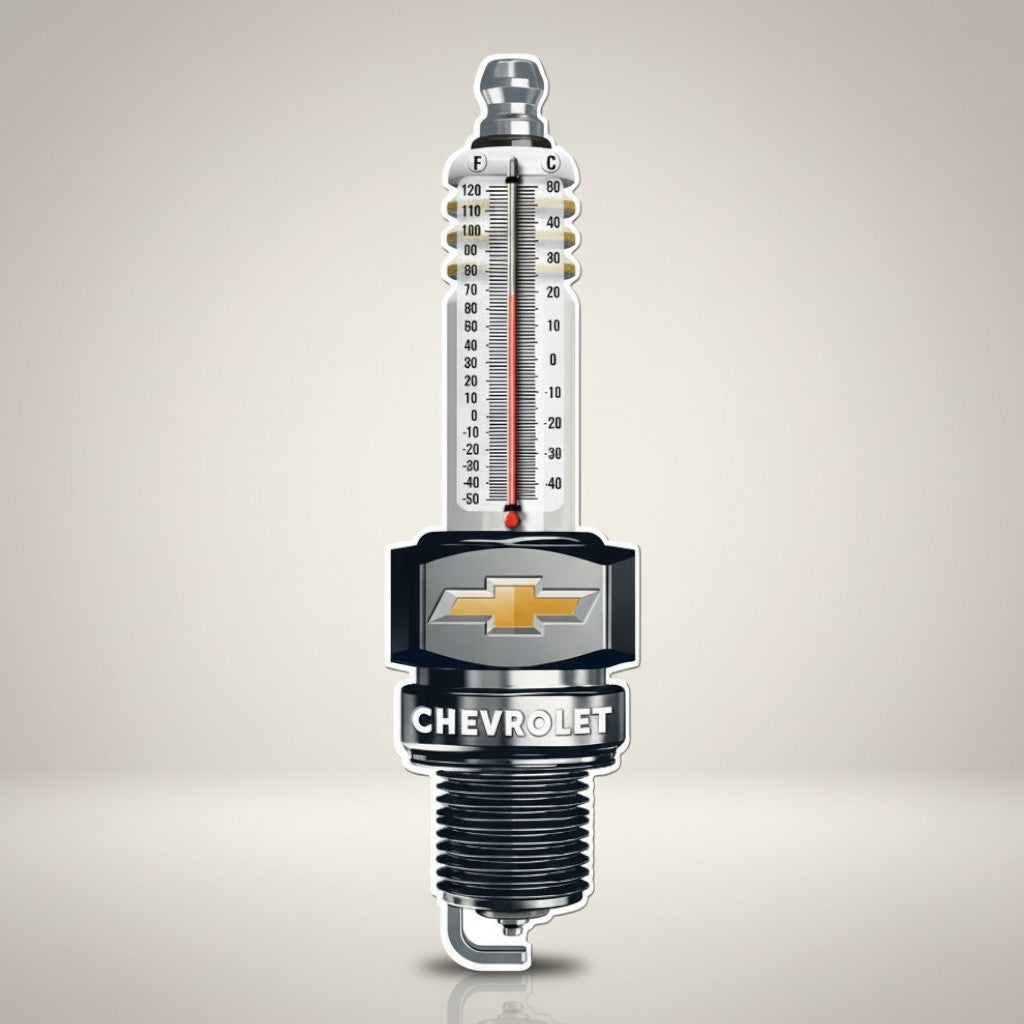 Chevrolet Spark Plug Embossed Metal Thermometer - Jones Peak