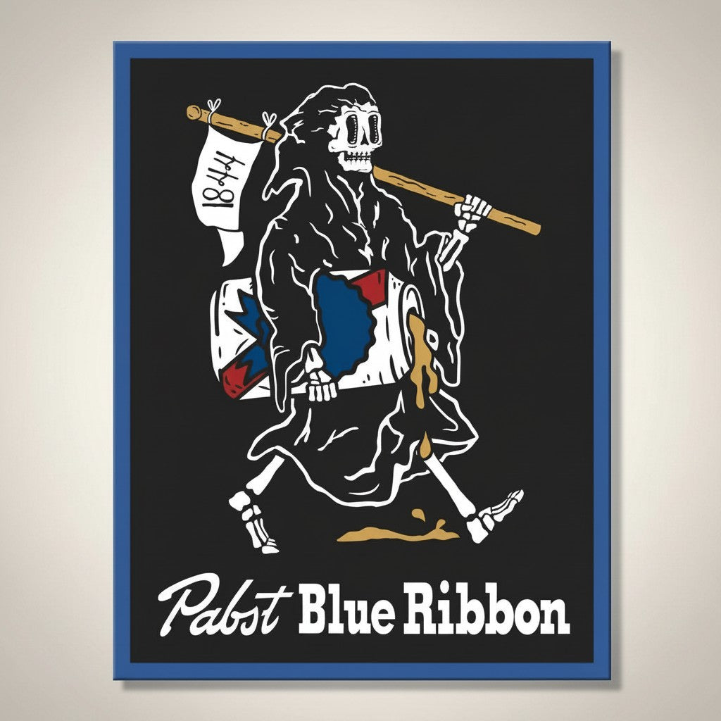 Pabst Blue Ribbon Grim Reaper Metal Wall Sign - Jones Peak