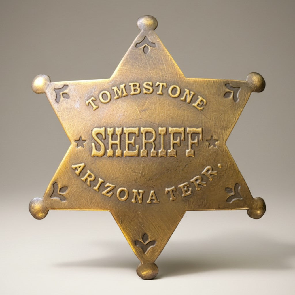 Tombstone Arizona Territory Sheriff Solid Brass Star Badge - Jones Peak