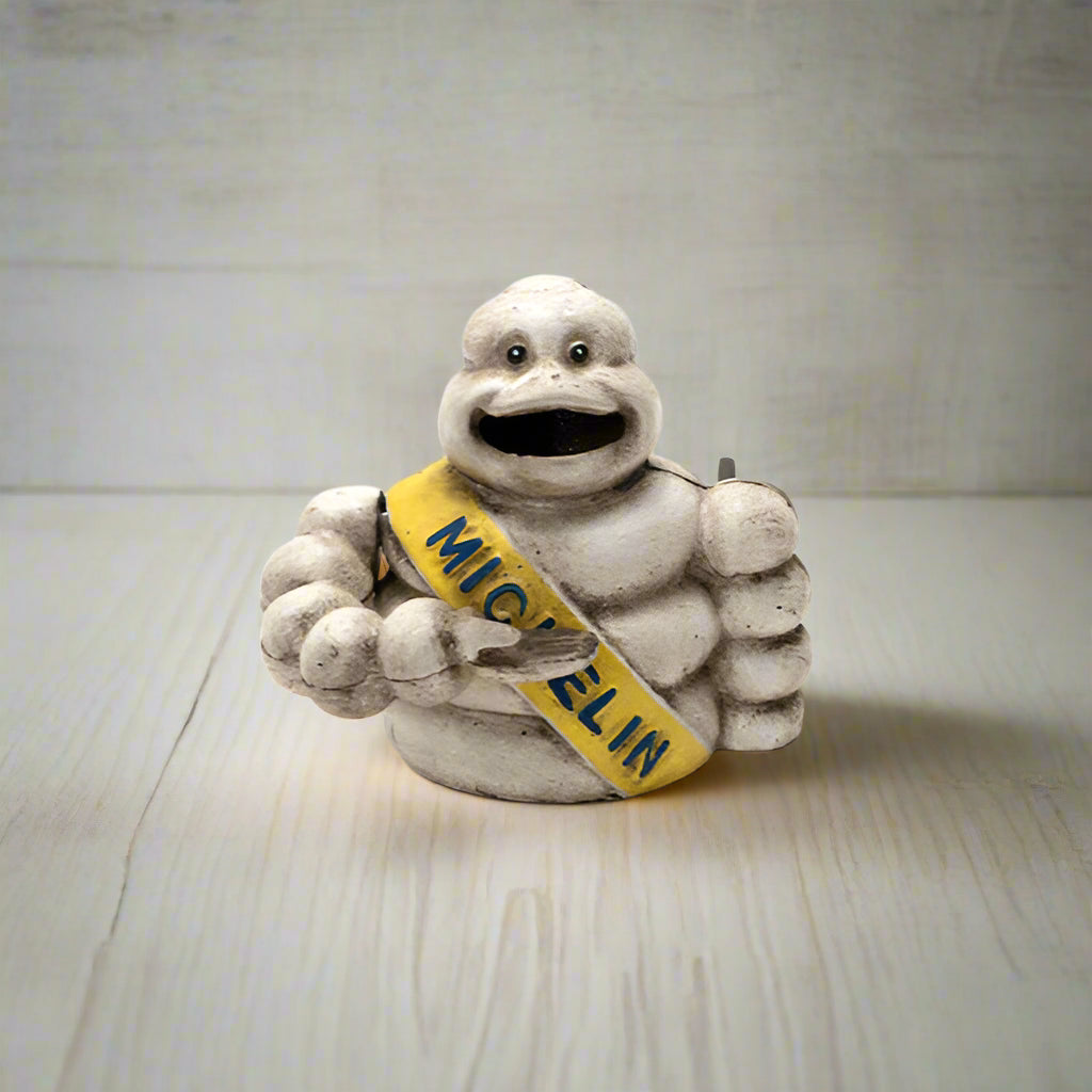 Tire Man Cast Iron Mechanical Coin Bank With Painted Antique Finish (4.5" x 5.5")