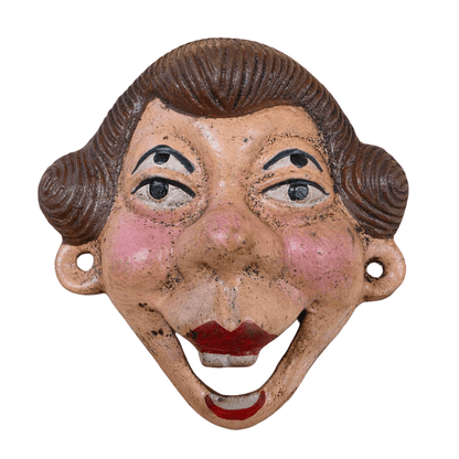 Lady Four - Eyed Wall Mounted Cast Iron Bottle Opener With Painted Antique Finish (3.75" x 3.5") - Jones Peak