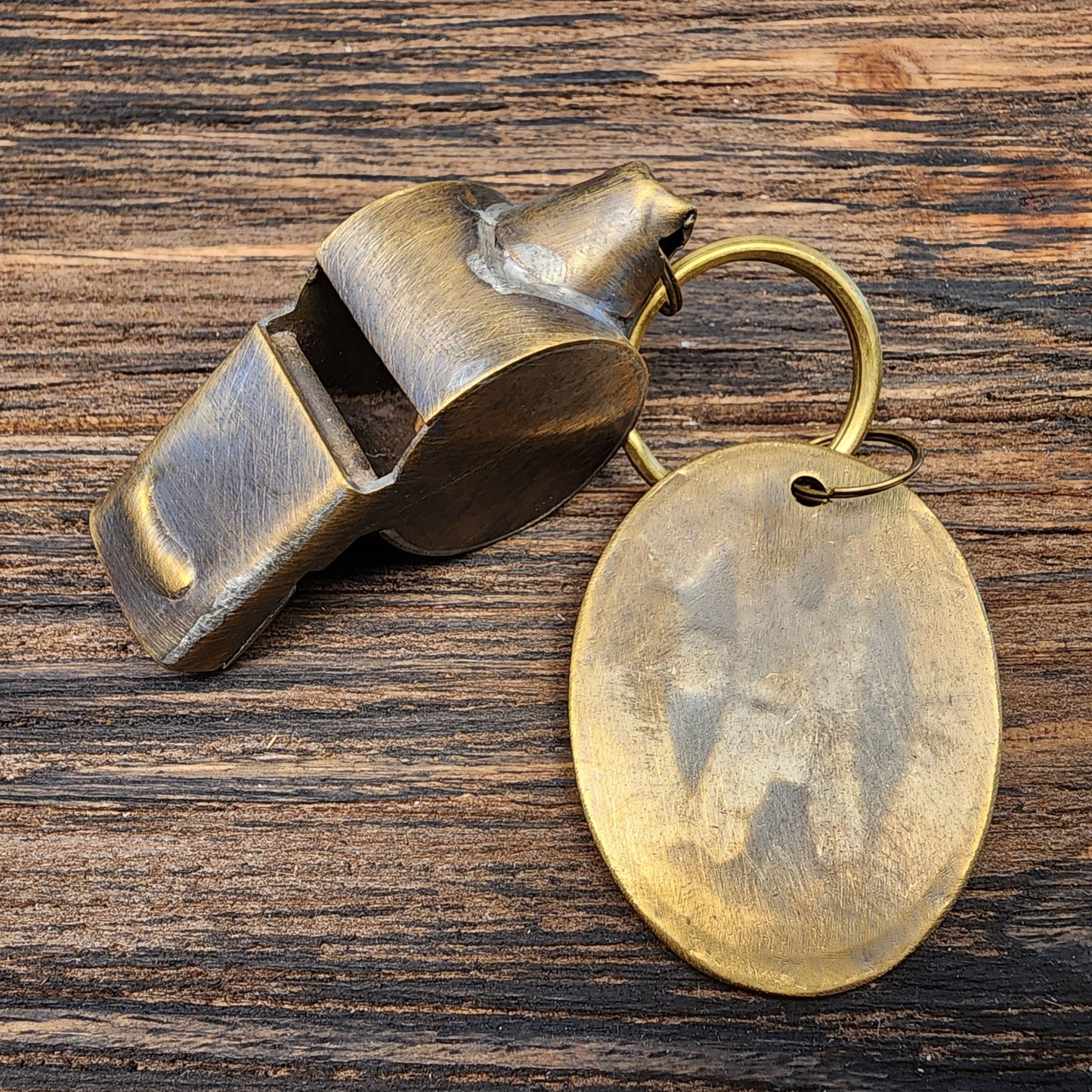 LAPD 1920's Solid Brass Police Rape Tag & Whistle (2" Long) - Jones Peak