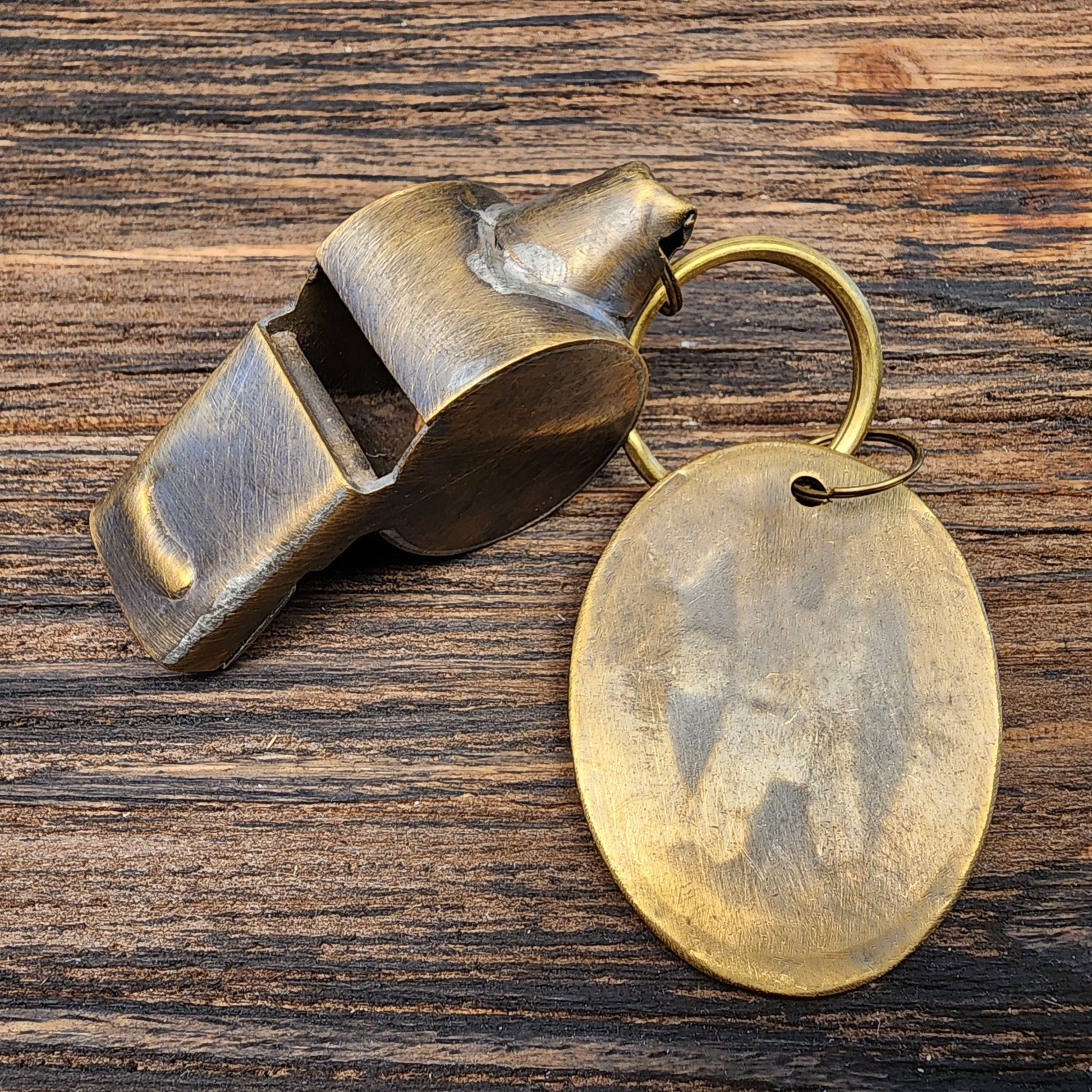 LAPD 1920's Solid Brass Police Rape Tag & Whistle (2" Long) - Jones Peak