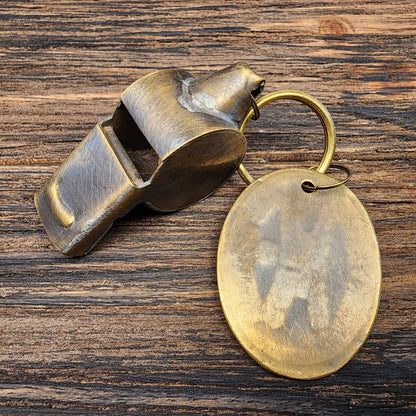 LAPD 1920's Solid Brass Police Rape Tag & Whistle (2" Long) - Jones Peak