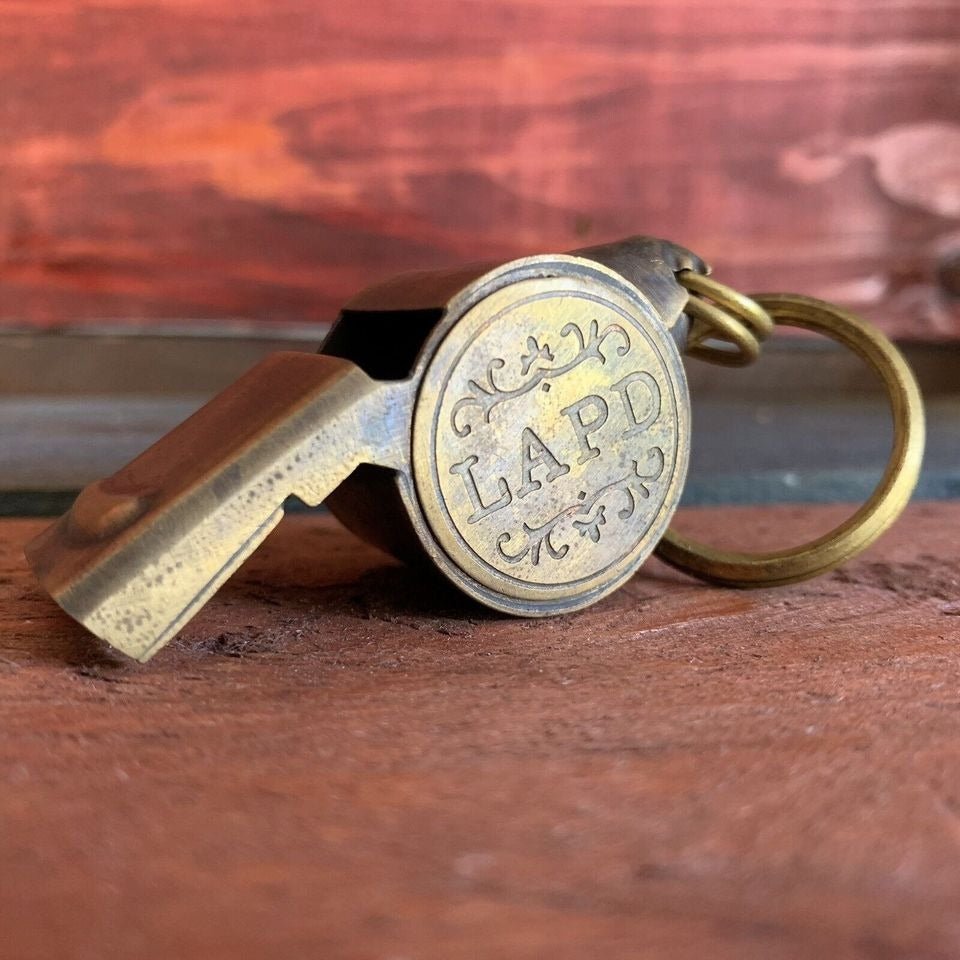 LAPD 1920's Solid Brass Star Police Whistle (2" Long) - Jones Peak