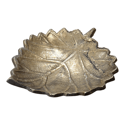 Leaf Solid Brass Mid - Century Ring Tray And Trinket Dish With Antique Finish (3" x 2.25") - Jones Peak