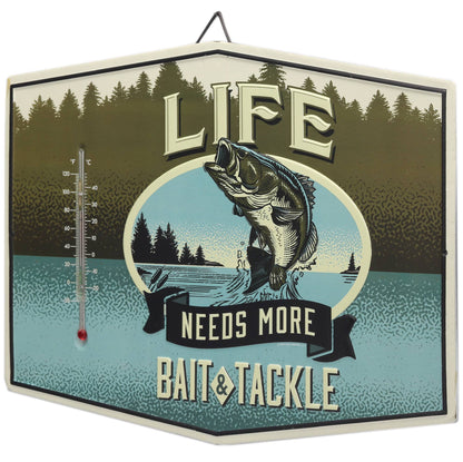 Life Needs Bait & Tackle Metal Wall Thermometer (14" x 10.25") - Jones Peak