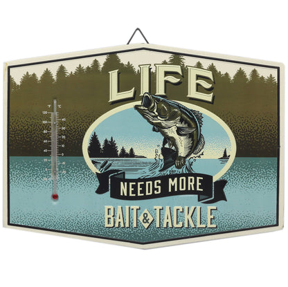 Life Needs Bait & Tackle Metal Wall Thermometer (14" x 10.25") - Jones Peak
