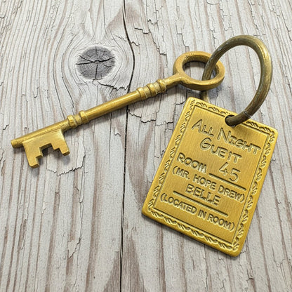 Lil's House San Francisco Brothel Room Brass Tag & Key With Antique Finish (6.5" Long) - Jones Peak