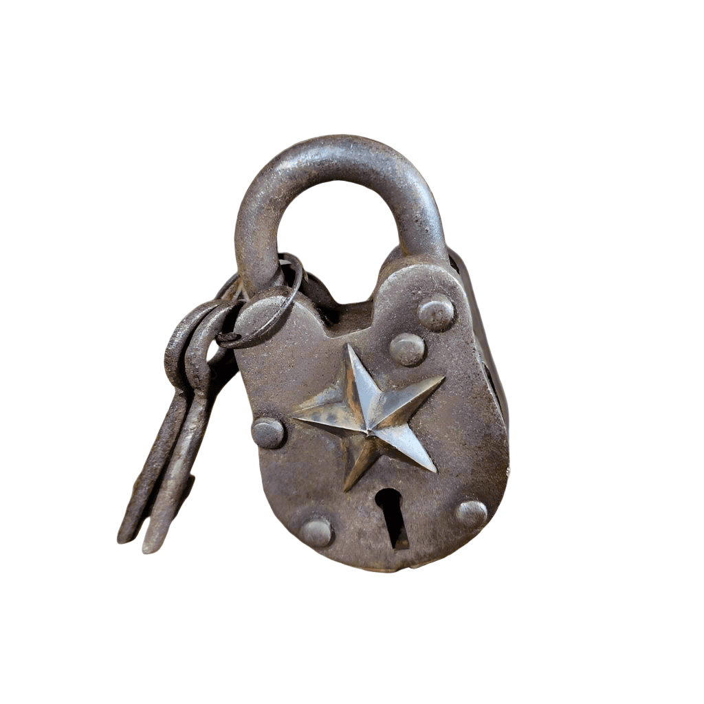 Lone Star Texas Gate Lock With Working Keys & Antique Finish (2.5" x 1.5") - Jones Peak