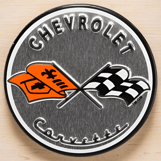 Chevrolet Corvette Round Embossed Metal Magnet (2.5" Round) - Jones Peak