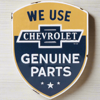 Chevrolet We Use Genuine Parts Shield Metal Magnet (4" x 5") - Jones Peak