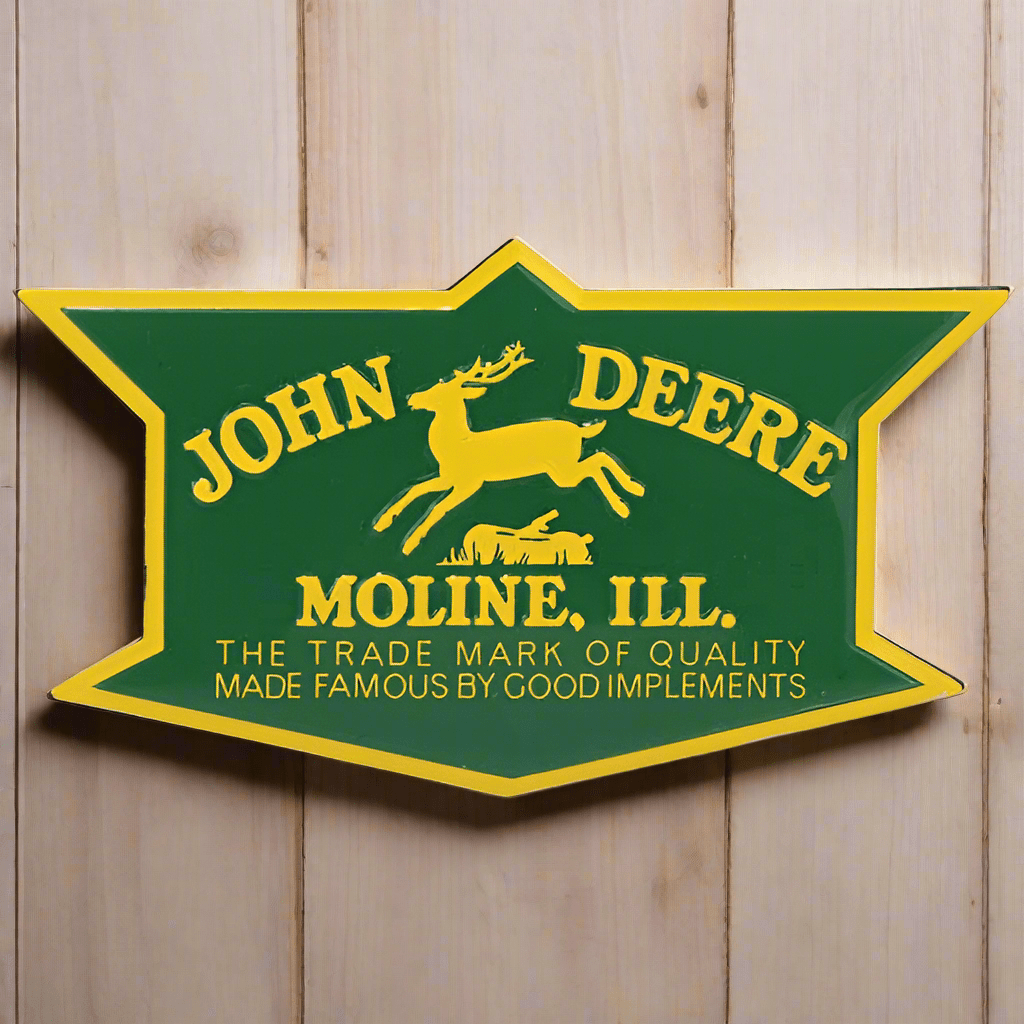 John Deere Badge Embossed Metal Magnet (3.5" x 2") - Jones Peak