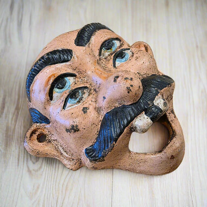 Man Four - Eyed Wall Mounted Cast Iron Bottle Opener With Painted Antique Finish (3.5" x 3.5") - Jones Peak