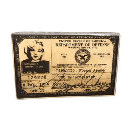 Marilyn Monroe 1954 USA USO ID Card (4.5" x 3") - Jones Peak