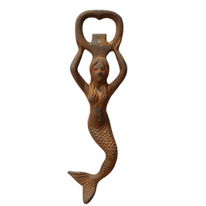 Mermaid Cast Iron Bottle Opener With Antique Finish (7" Long) - Jones Peak