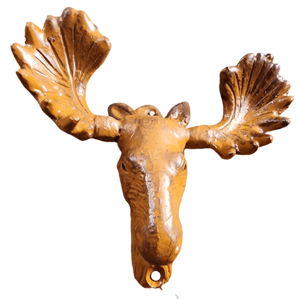 Moose Cast Iron Wall Mounted Bottle Opener With Painted Antique Finish (5" x 2.75") - Jones Peak