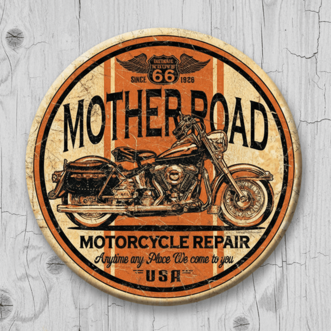 Mother Road Motorcycle Repair Magnet (3" x 3") - Jones Peak