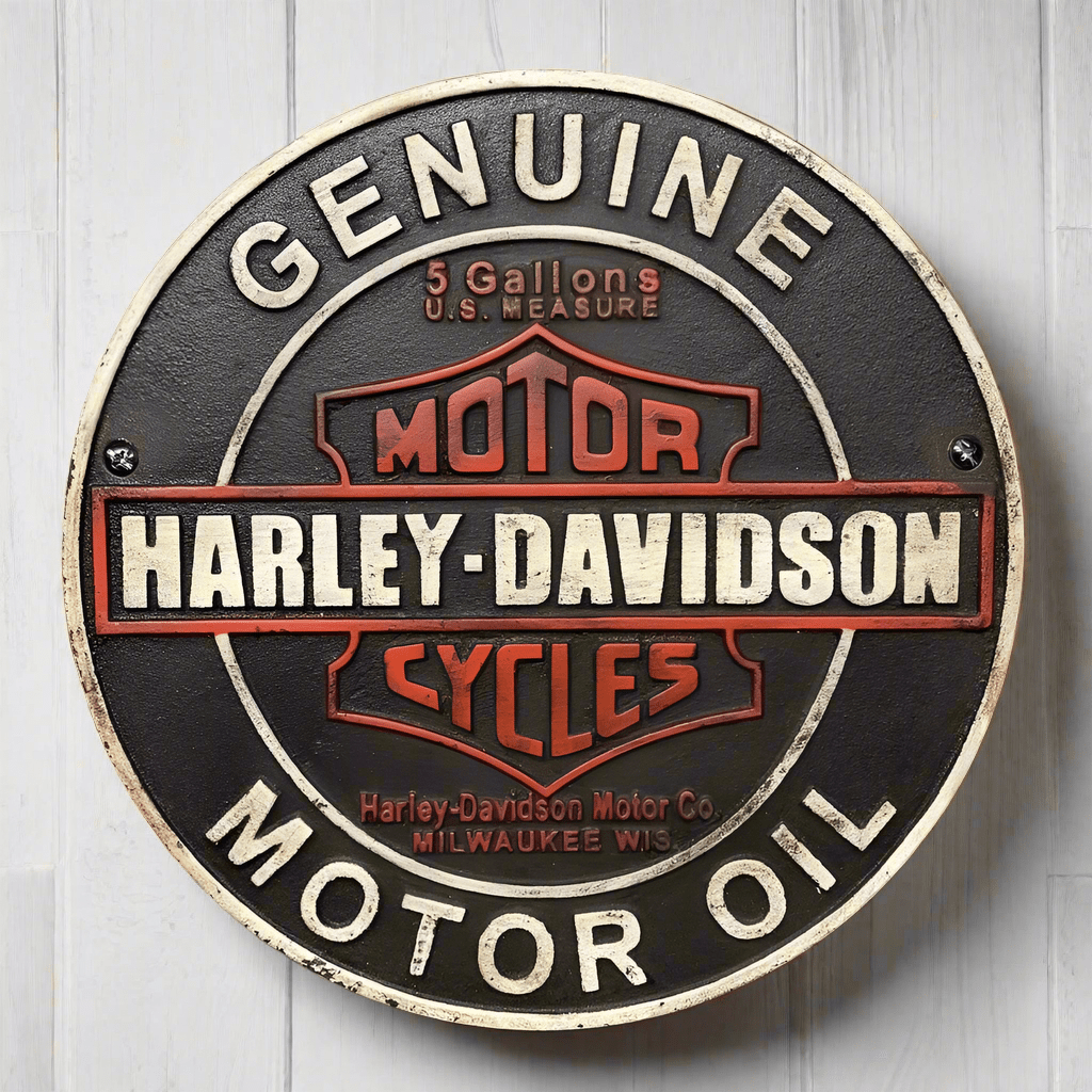 Motorcycle Genuine Motor Oil Cast Iron Plaque With Raised Lettering (9.5" Round) - Jones Peak