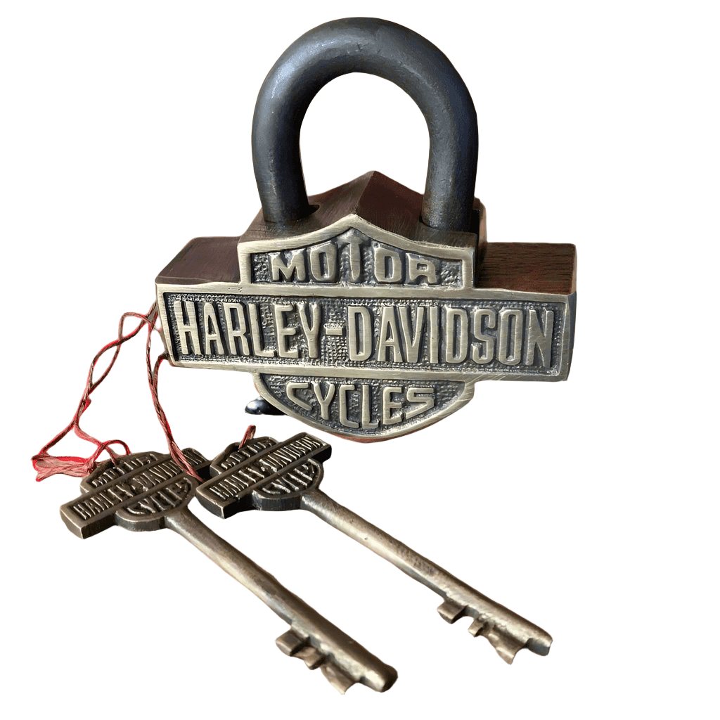 Motorcycle Solid Brass Working Lock With Keys & Antique Finish (3.75" x 3.75") - Jones Peak