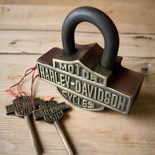 Motorcycle Solid Brass Working Lock With Keys & Antique Finish (3.75" x 3.75") - Jones Peak