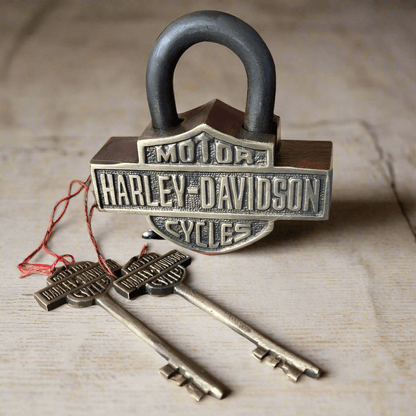 Motorcycle Solid Brass Working Lock With Keys & Antique Finish (3.75" x 3.75") - Jones Peak