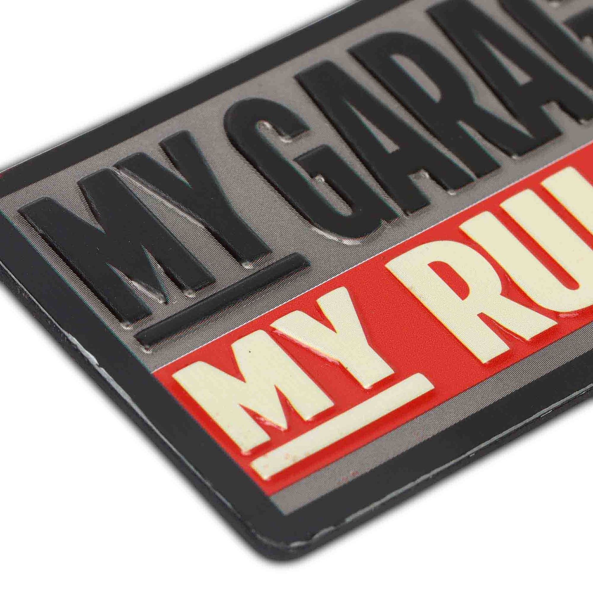 My Garage My Rules Embossed Metal Magnet (3" x 1.8") - Jones Peak