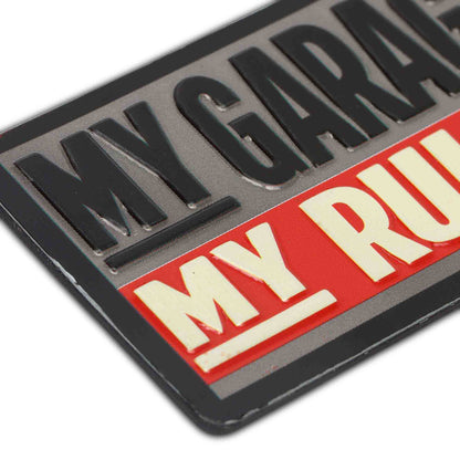 My Garage My Rules Embossed Metal Magnet (3" x 1.8") - Jones Peak