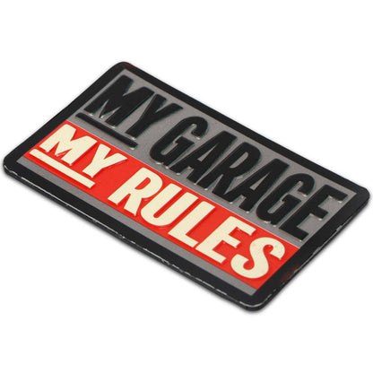 My Garage My Rules Embossed Metal Magnet (3" x 1.8") - Jones Peak