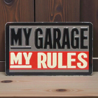 My Garage My Rules Embossed Metal Magnet (3" x 1.8") - Jones Peak